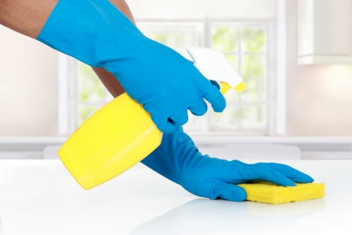 Carpet cleaning team preparing safe equipment before a job